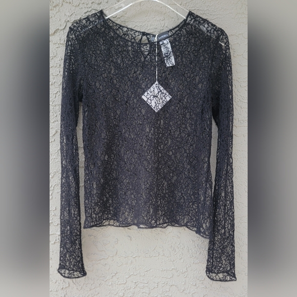 La Perla Wool Alpaca Floral regal Leavers Lace Long Sleeve Top Black size small - Picture 7 of 15